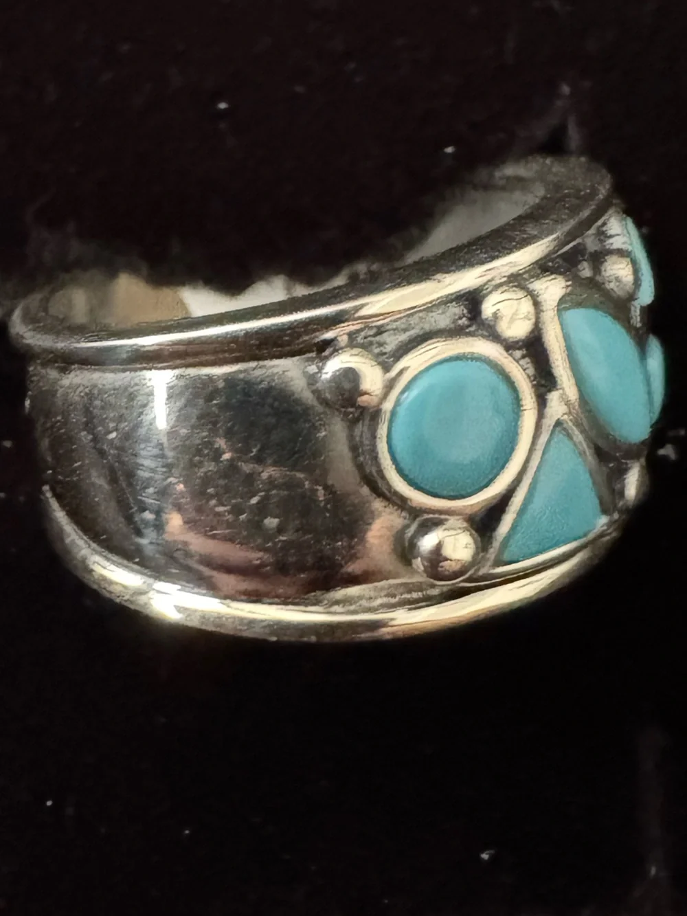 Sterling Silver Turquoise Inlay Women's Band - Turquoise